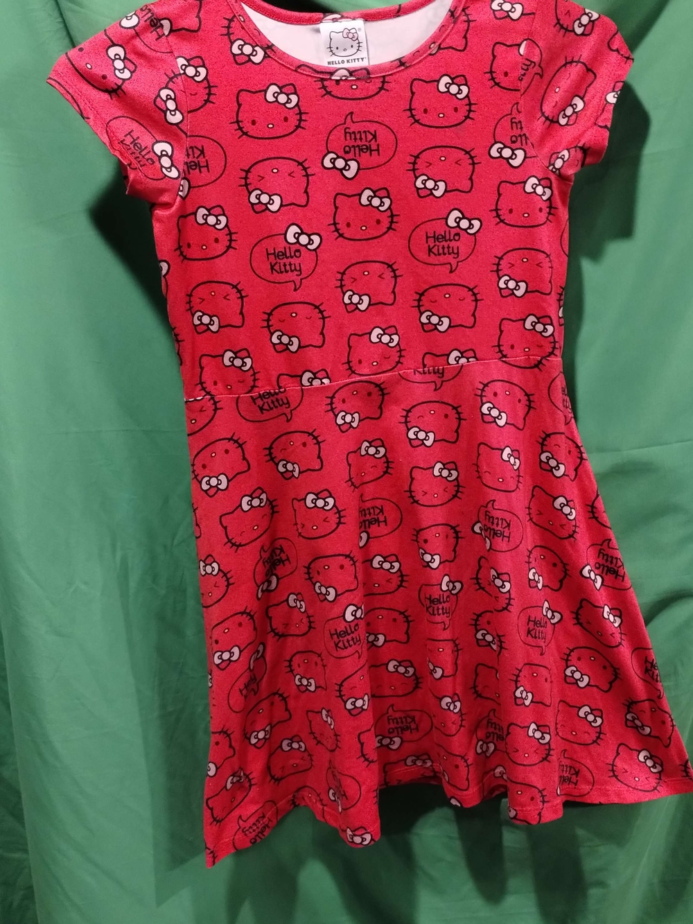 Hello Kitty Red and Black Graphic Kids Dress